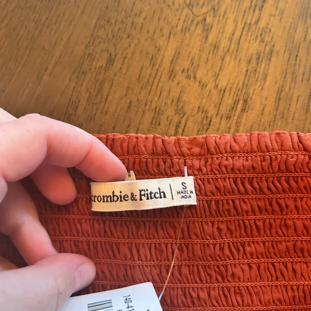 Abercrombie & Fitch NWT rust balloon sleeve shirred front smocked back